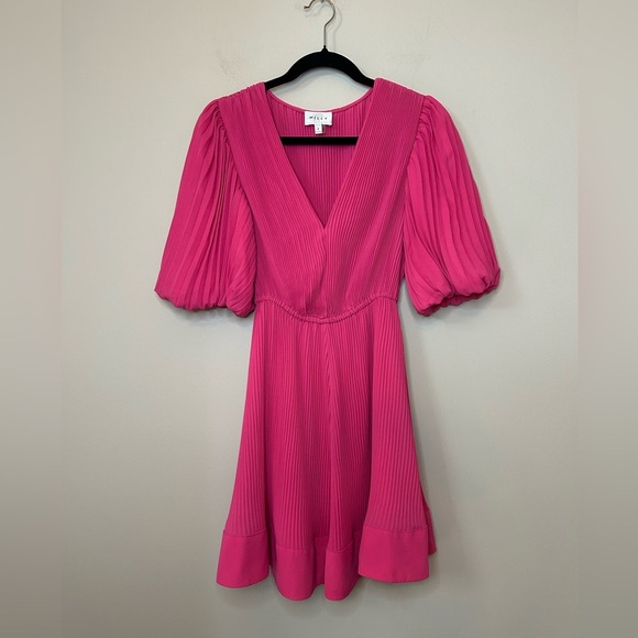 Milly Pink Pleated Dress Size 4 - Picture 2 of 9